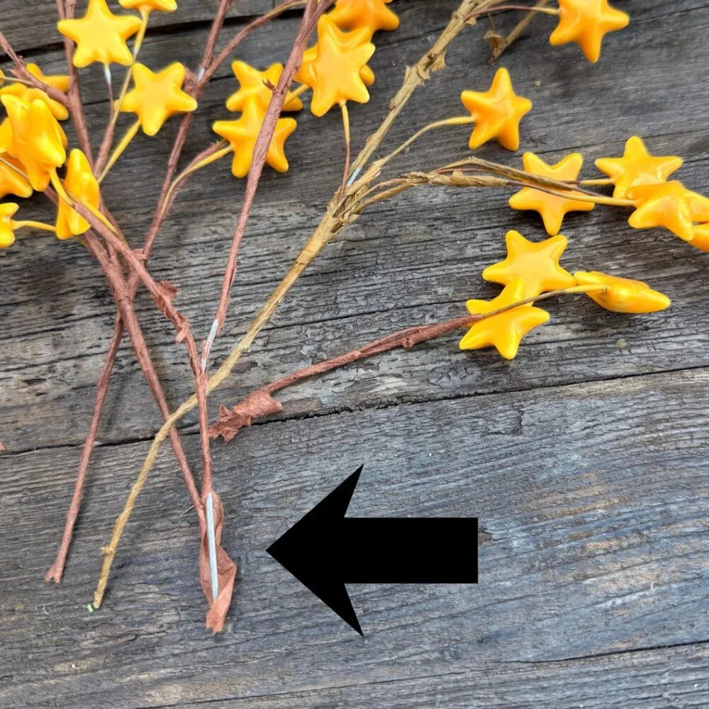 Vintage Lot Yellow Gold Star Floral Stem Picks Mickey Mouse Disney Tree Wreath